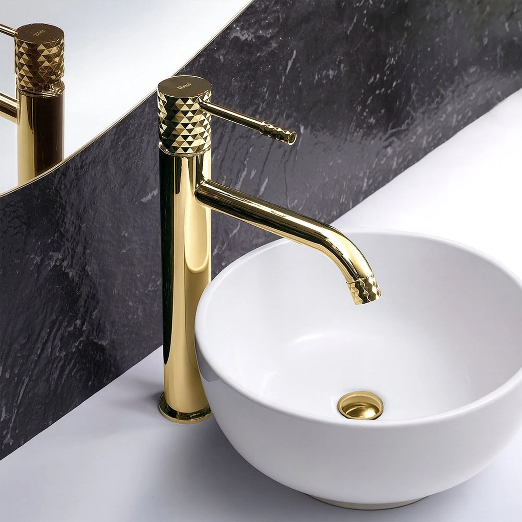 Wastafelkraan Rea Lungo Diamond Gold High