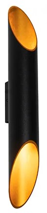 Moderne wandlamp zwart met gouden binnenkant 5,6 cm - Organo