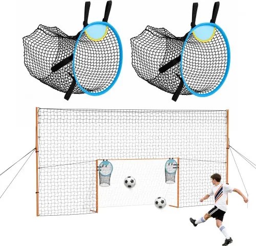 VEVOR voetbaldoel 272 x 151 cm, draagbaar voetbaldoel met frame van ijzeren buizen, voor tuinen, parken en scholen, met vangnet, doelnet, oefennet (meer dan 110 km/u), grondankers en scheerlijnen voor natuurgras.