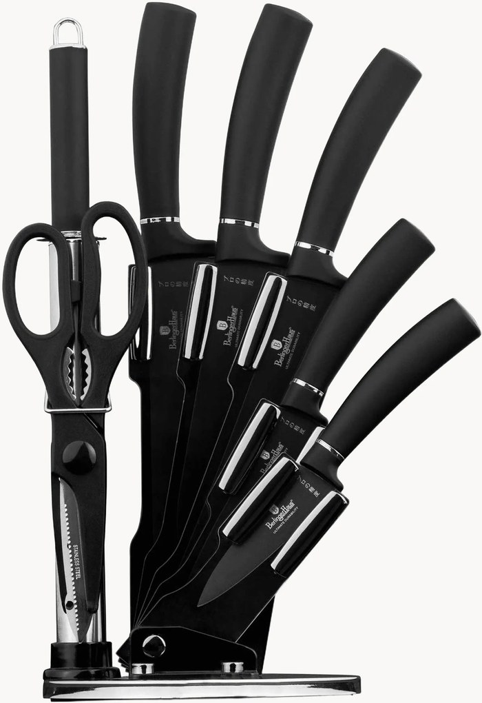 Messenset Matte Black met acryl standaard, 8-delig