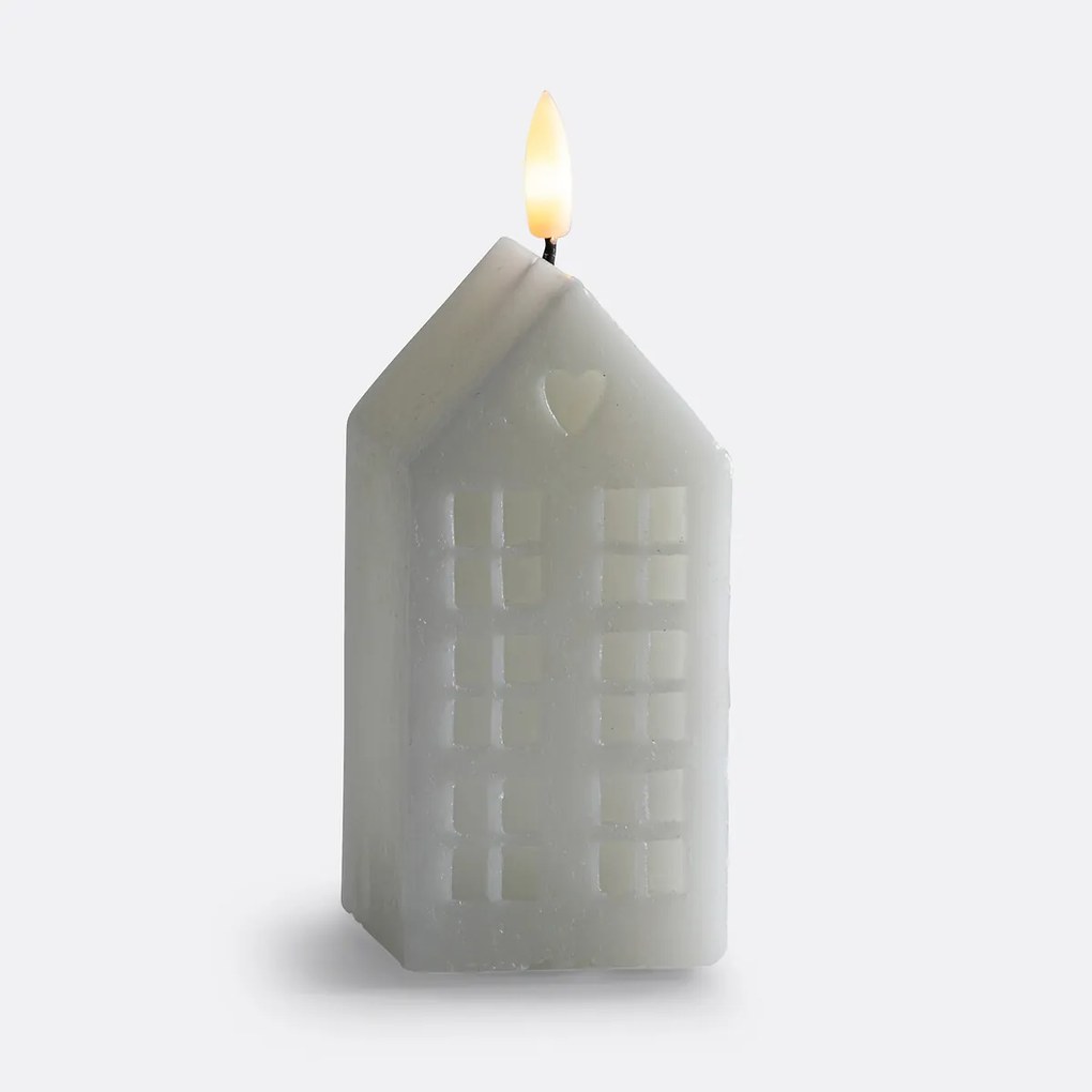 LED kaars, huisje, in wax H14,8 cm, Caspar