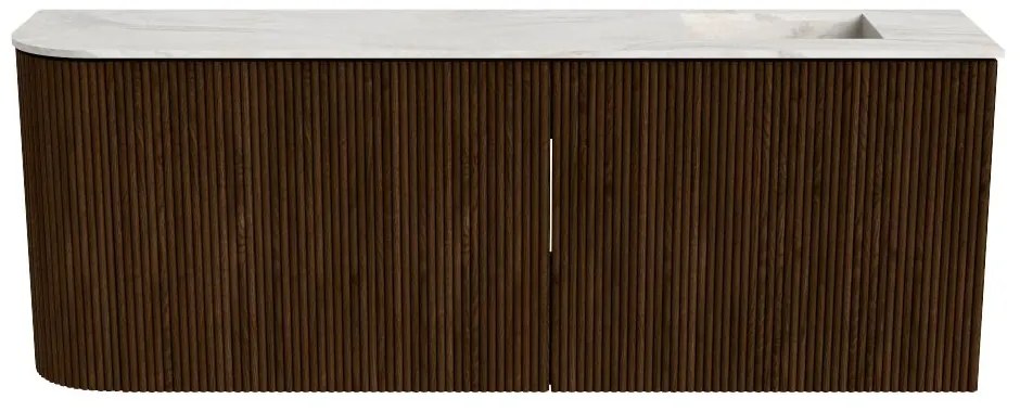 Mondiaz Joya DLux 110cm toiletmeubel ronding links walnut met wastafel faye rechts 1 kraangat ostra