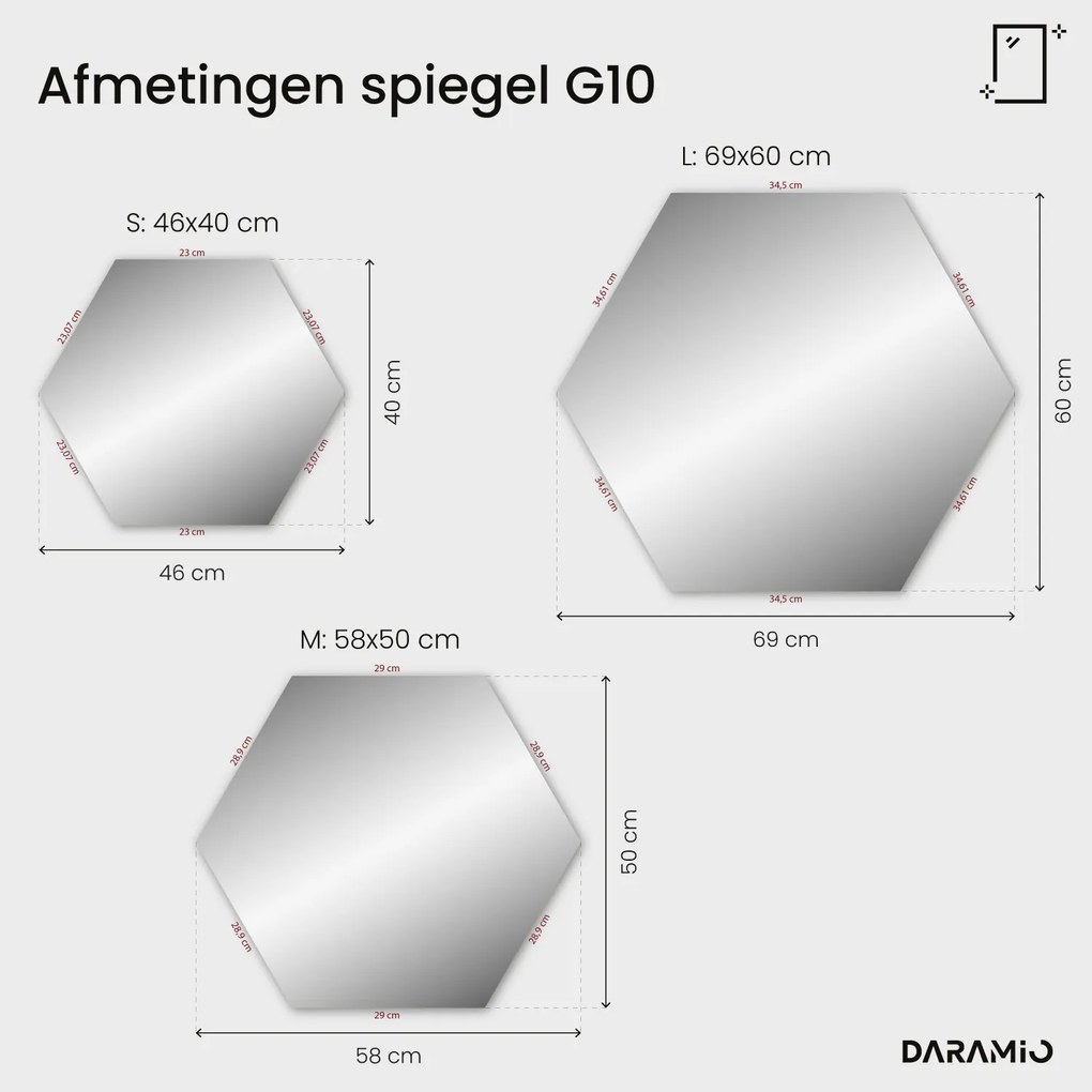 Zeshoekige spiegel met LED-verlichting G10