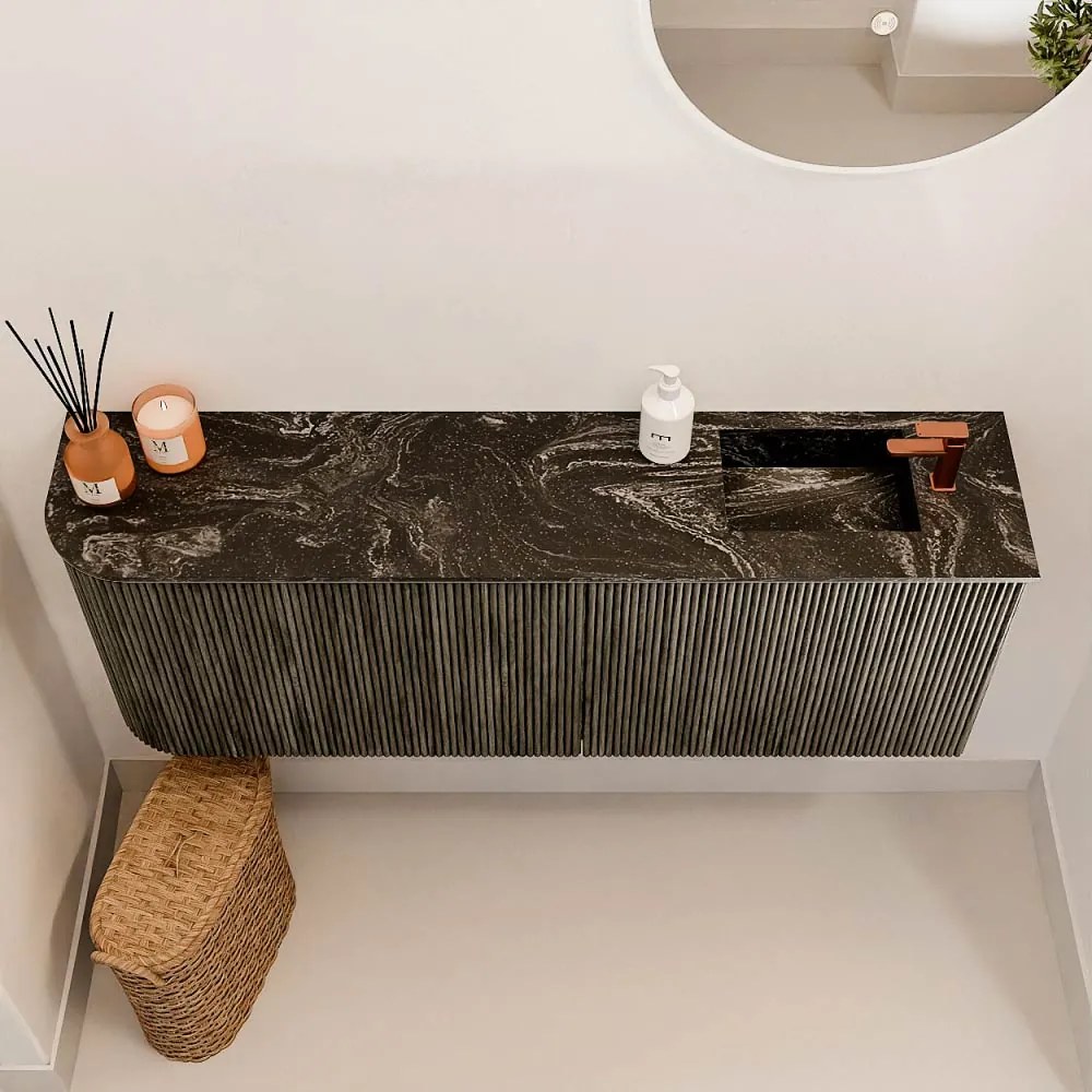 Mondiaz Joya DLux 110cm toiletmeubel ronding links shadow met wastafel faye rechts 1 kraangat lava