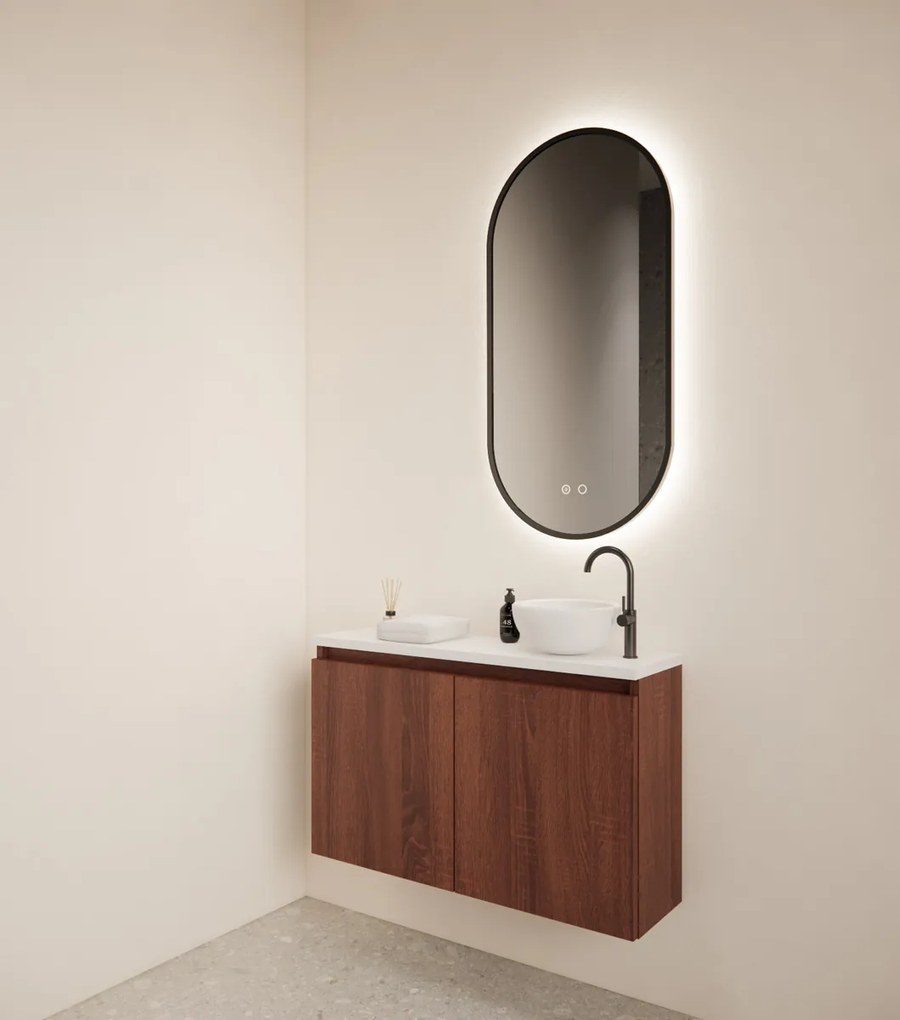 Gliss Design Echo toiletmeubel 80cm choco eiken met toppaneel wit mat