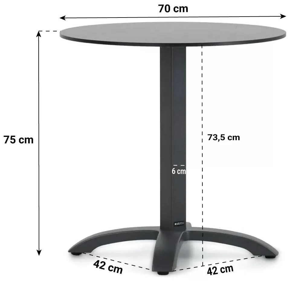 Dining Tuintafel rond 70 cm Aluminium Grijs Talao