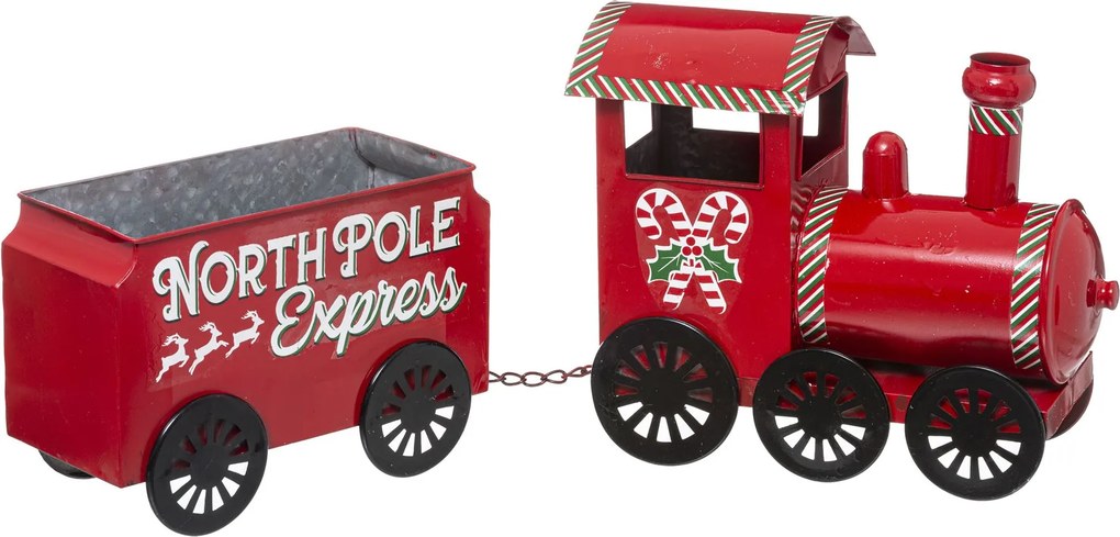 Fééric Lights &amp; Christmas - Decoratieve kersttrein - L66xB13xH26 cm - rood