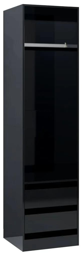 vidaXL Kledingkast met lades 50x50x200 cm bewerkt hout hoogglans zwart