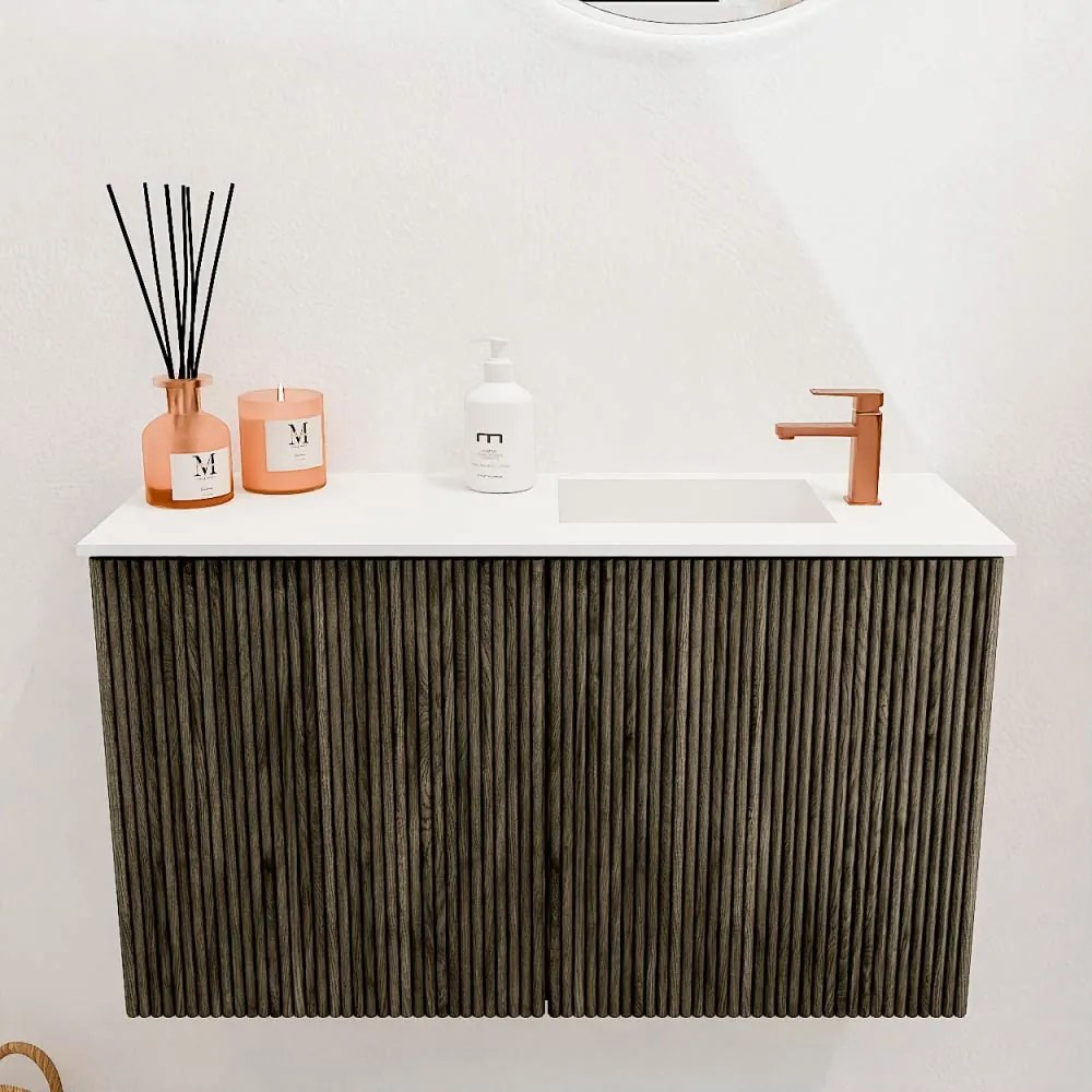 Mondiaz Joya 70cm toiletmeubel shadow met wastafel faye rechts 1 kraangat talc