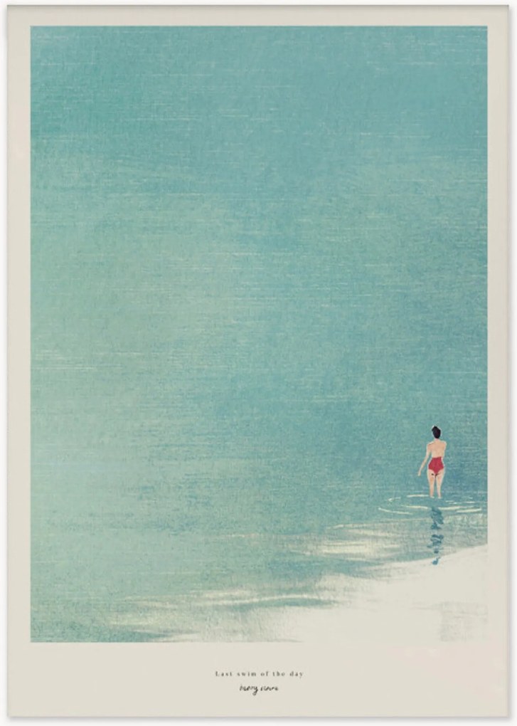 Ingelijste digitale print Last Swim Of The Day