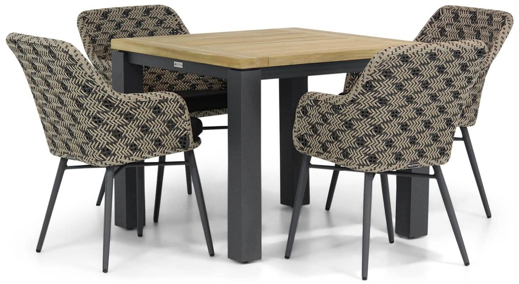 Tuinset 4 personen 90 cm Wicker Zwart Lifestyle Garden Furniture Crossway/Veneto