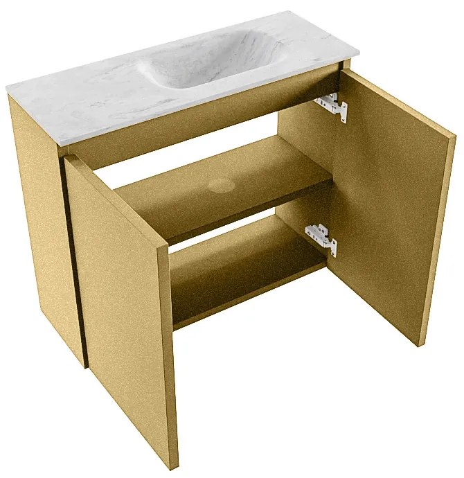 Mondiaz Ture DLux toiletmeubel 60cm oro met wastafel opalo rechts met kraangat