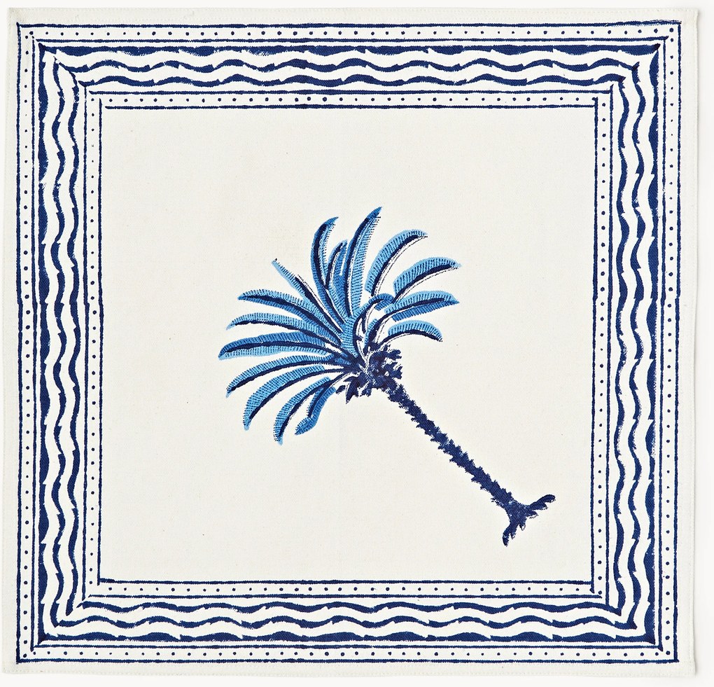 Handbedrukte stoffen servetten The Palms, 4 stuks