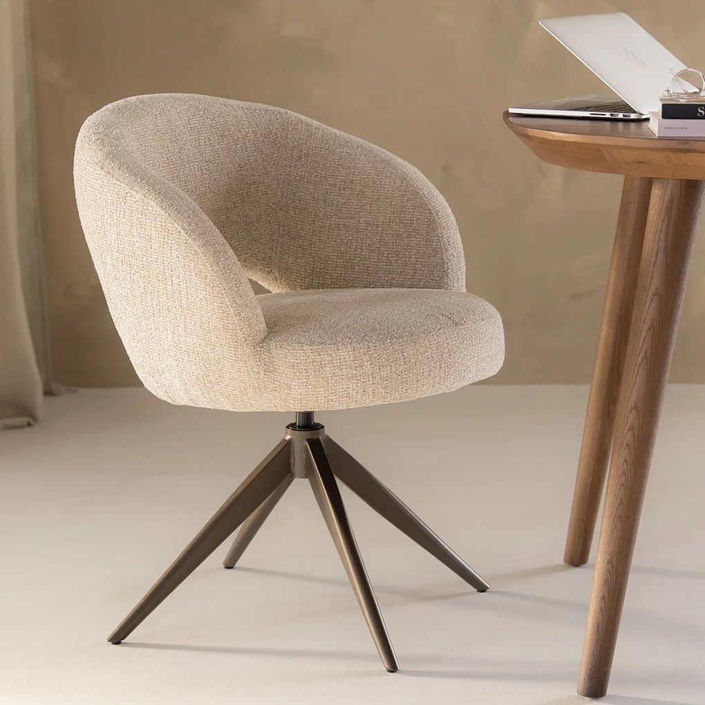 Eleonora Alissa Ronde Eetkamerstoel Beige