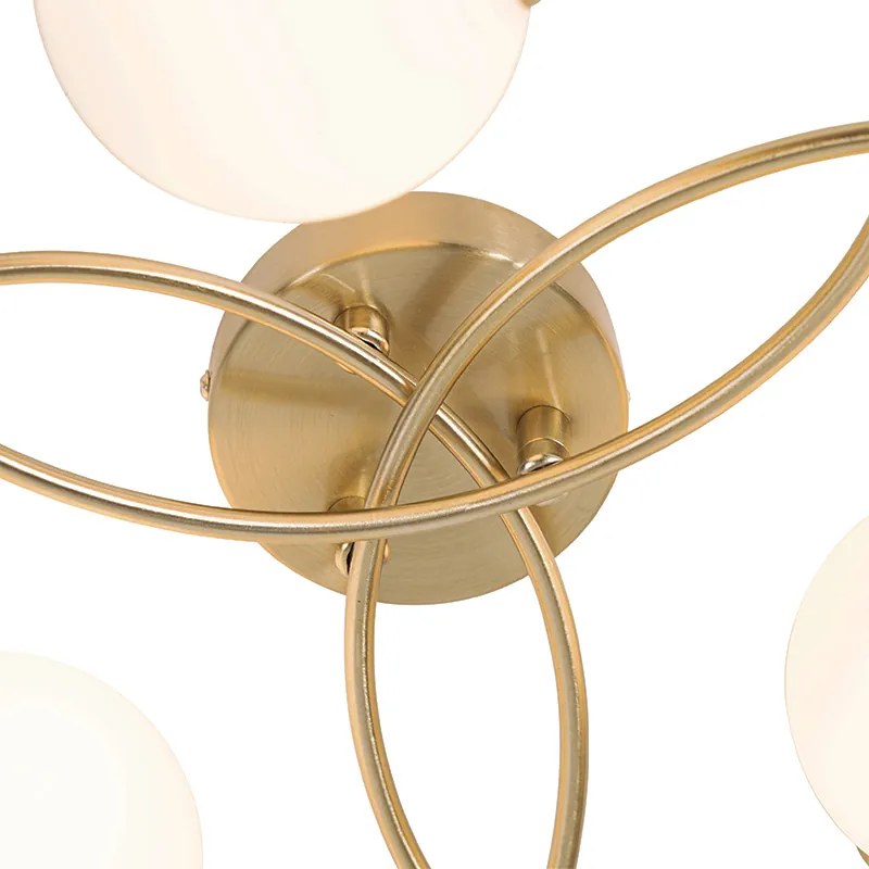 Moderne plafondlamp goud met opaal glas 6-lichts - Athens Modern G9 rond Binnenverlichting Lamp