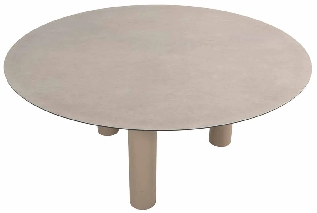 Taste by 4 Seasons Puglia low dining set latte met Low Donato tafel met geprint keramisch blad Ø 160 cm Tuinset taupe weerbestendig