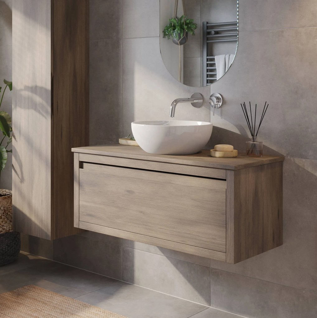 Ben Elegance badmeubel incl. keramische waskom 100x45x42cm eiken grijs