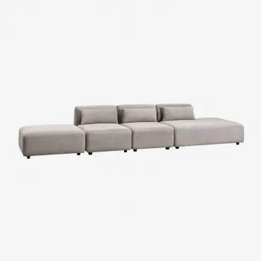3-delige Modulaire Bank Met Rechter Chaise Longue En Poef Fogler Corduroy Licht Taupegrijs - Sklum