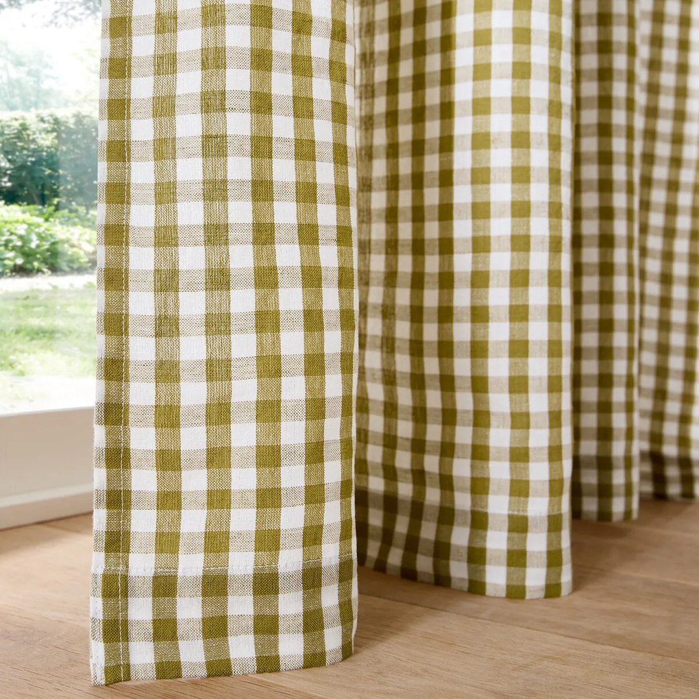 Vichy gordijn van katoen/linnen, oogjes, Cottage