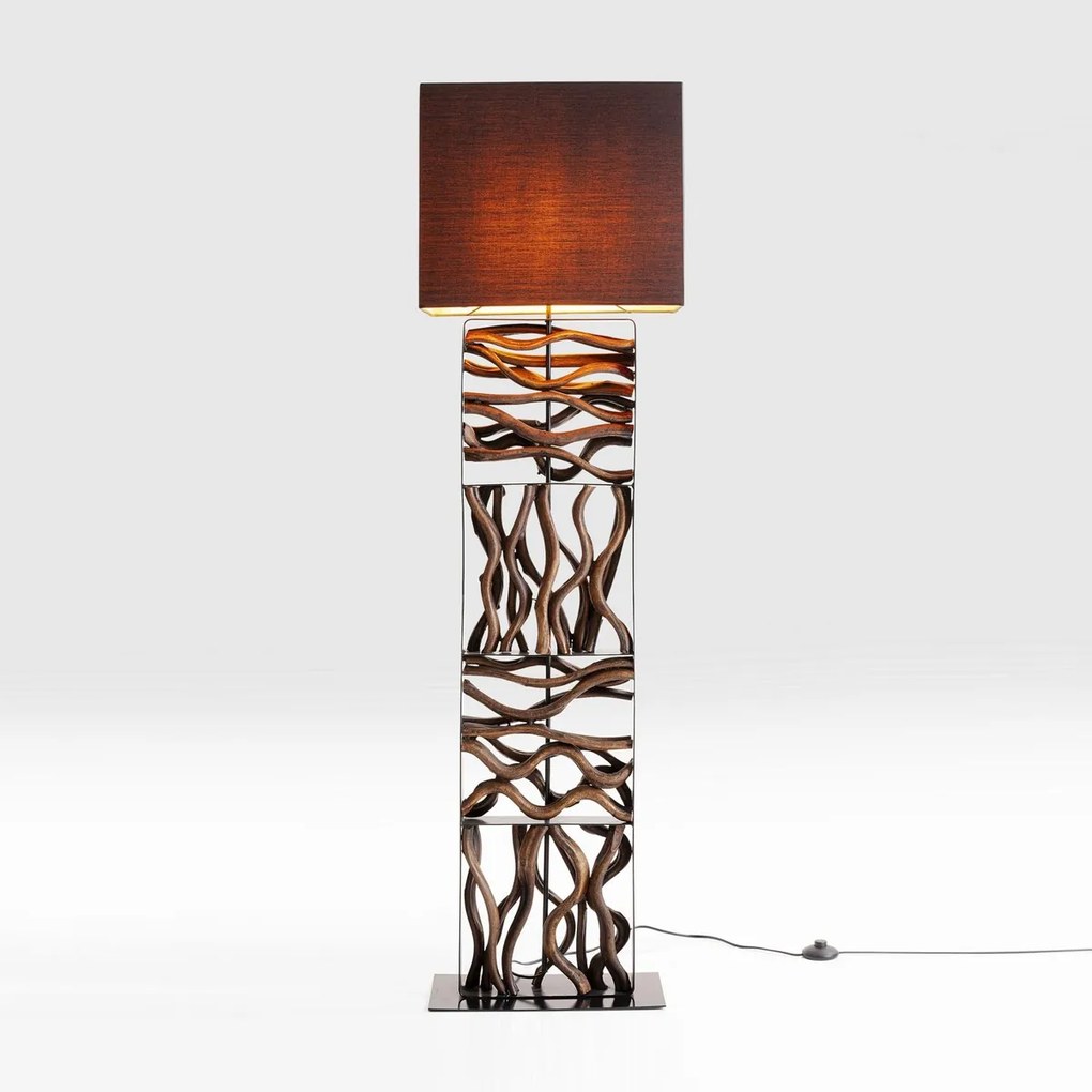 Zwarte Vloerlamp Met Hout