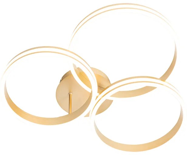 Plafondlamp messing incl. LED 3-staps dimbaar 3-lichts - Navara