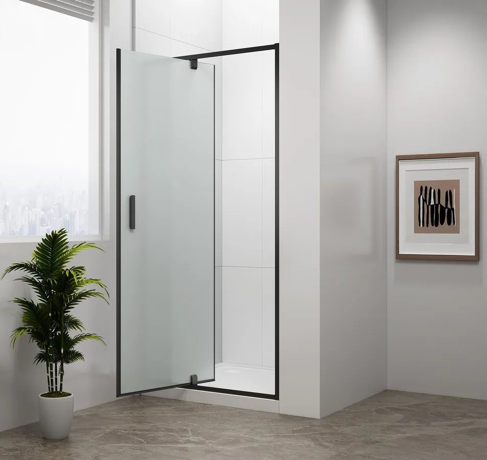 Polysan Easy Black douche draaideur mat glas 90x190cm zwart mat