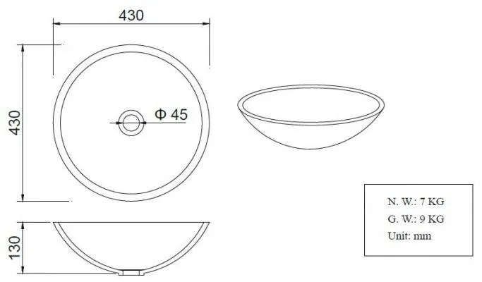 Mueller Mira wastafel solid surface rond 43x13cm