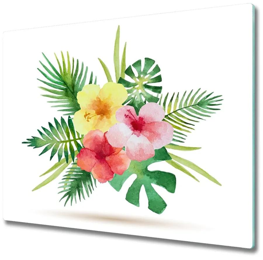 snijplank glas Hawaiiaanse bloemen 60x52cm