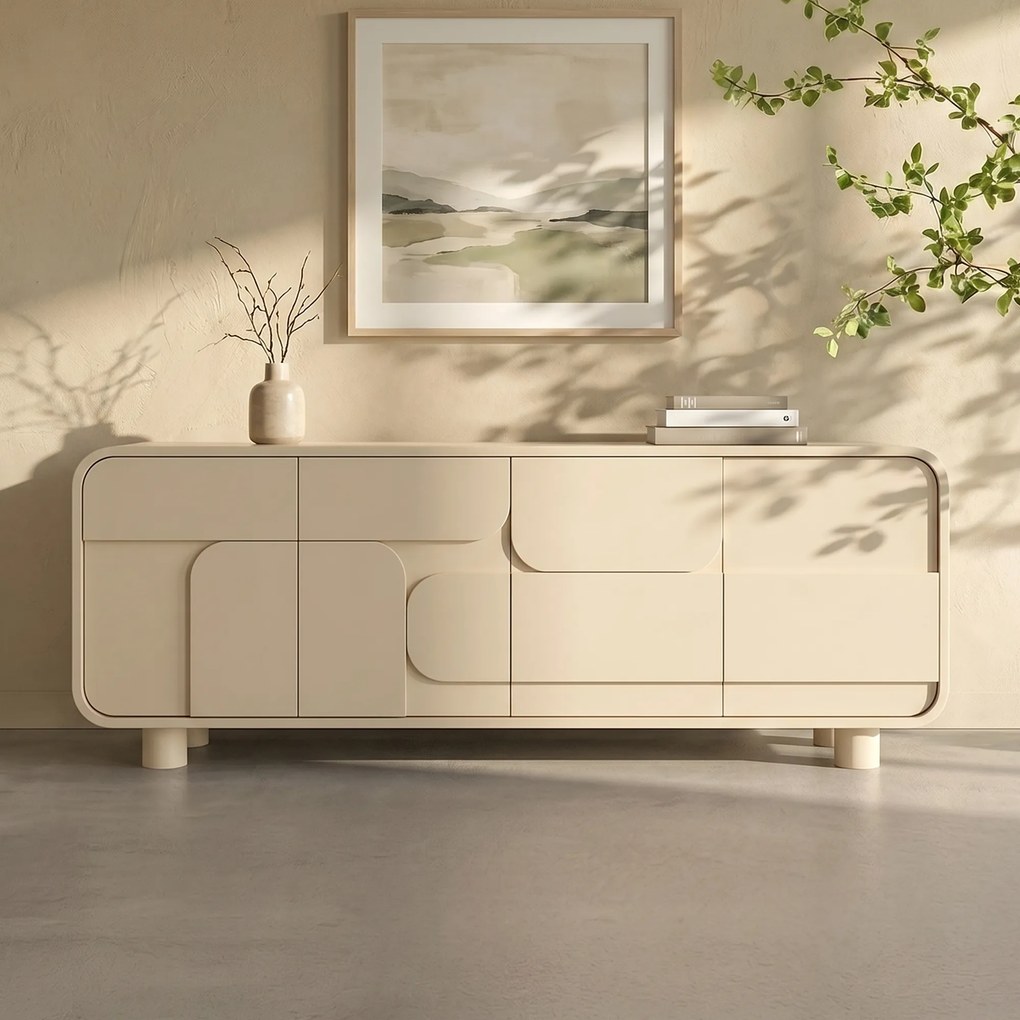 Beige Dressoir Organisch 210 Cm - 210x40x80cm.