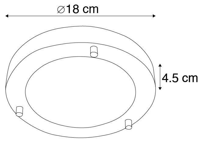 Moderne plafonnière staal 18 cm IP44 - Yuma