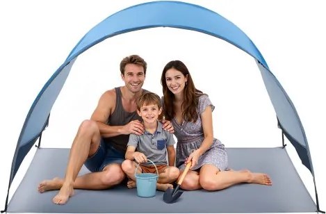 VEVOR strandtent/zonnescherm voor 3 personen, UPF 50+ bescherming, draagbare strandtent met draagtas en haringen, lichtgewicht compacte strandparasol voor kamperen, vissen, picknicken, zonnebaden