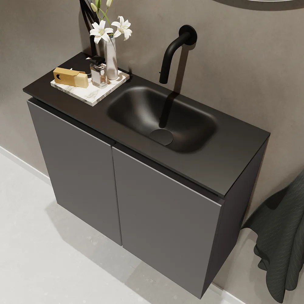 Mondiaz Ture 60cm toiletmeubel dark grey met wastafel urban rechts geen kraangat