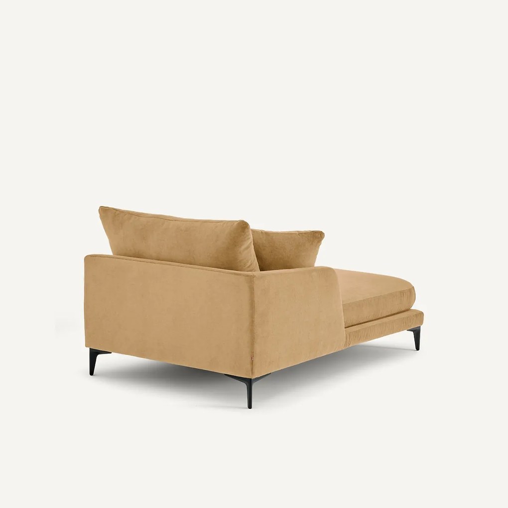 Longchair in stone-kleurig fluweel, MODERNISTE, ontwerp van Emmanuel Gallina