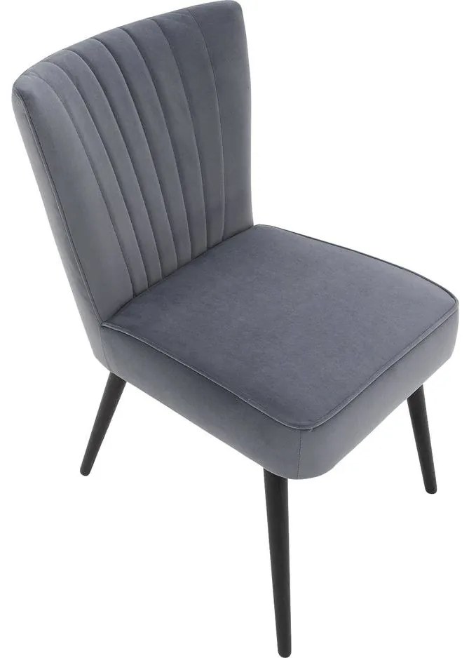 Goossens Eetkamerstoel Rob blauw velvet stof leuning, urban industrieel