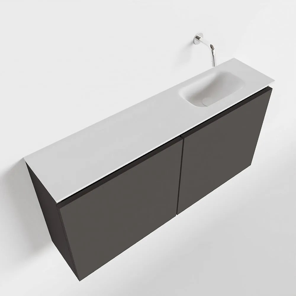 Mondiaz Ture 100cm toiletmeubel dark grey met wastafel talc rechts geen kraangat