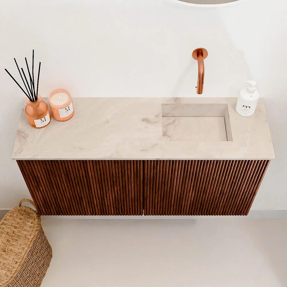 Mondiaz Joya DLux 80cm toiletmeubel ruby met wastafel faye rechts zonder kraangat frappe