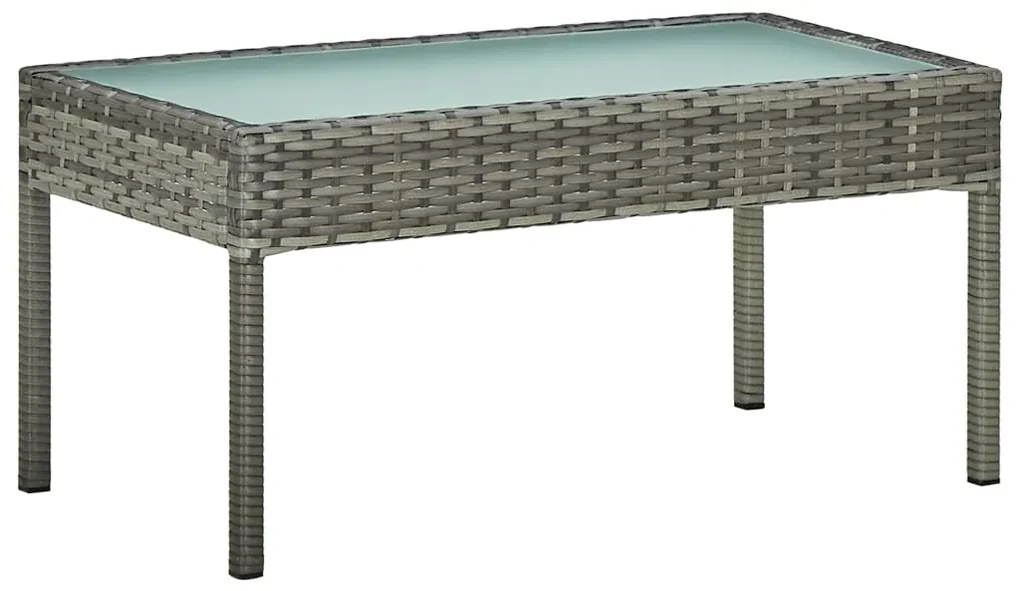 vidaXL 4-delige Loungeset met kussens poly rattan grijs