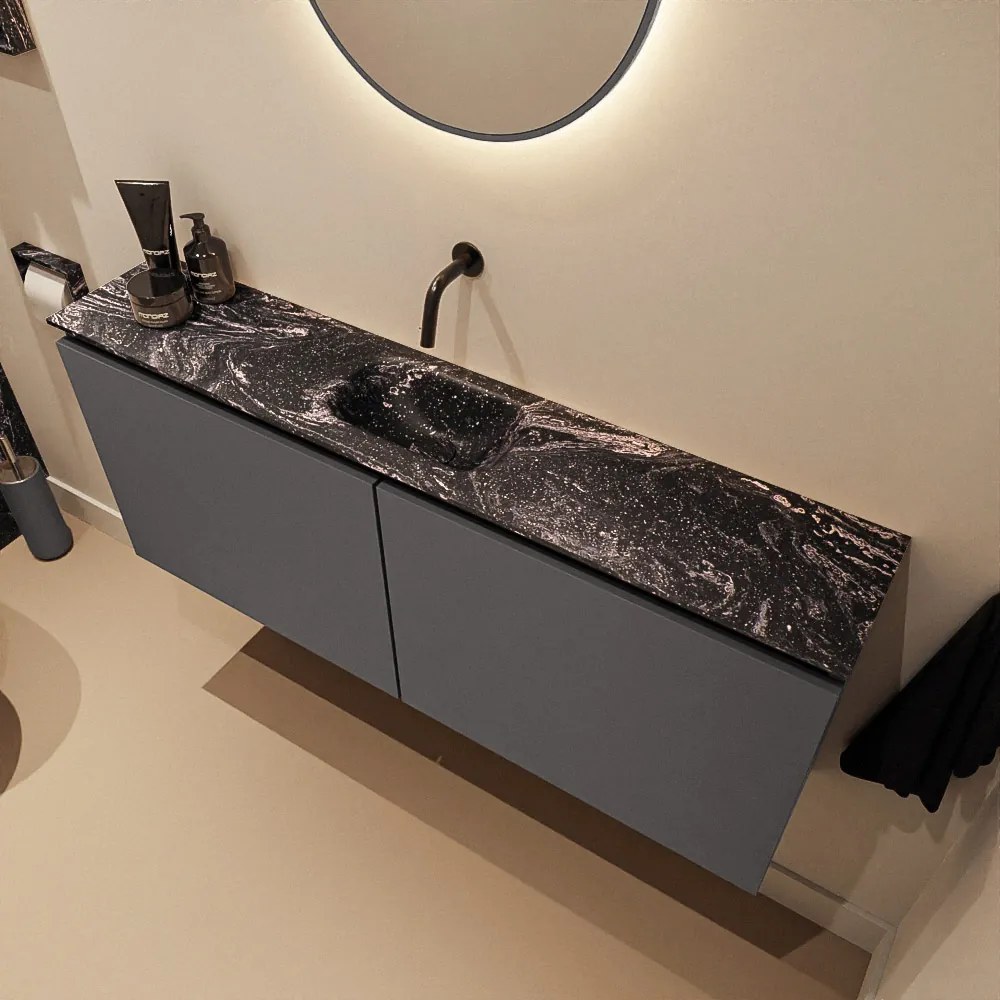 Mondiaz Ture DLux toiletmeubel 120cm dark grey met wastafel lava midden zonder kraangat