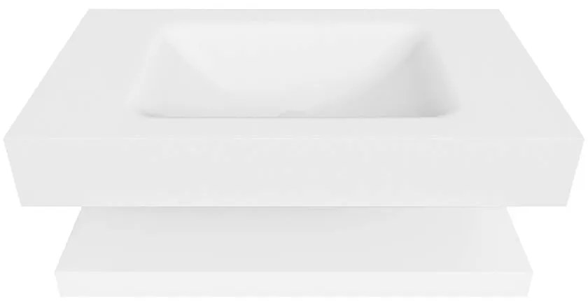 Zaro Alan badmeubel 80cm met planchet talc en vrijhangende wastafel cloud midden 1 kraangat talc