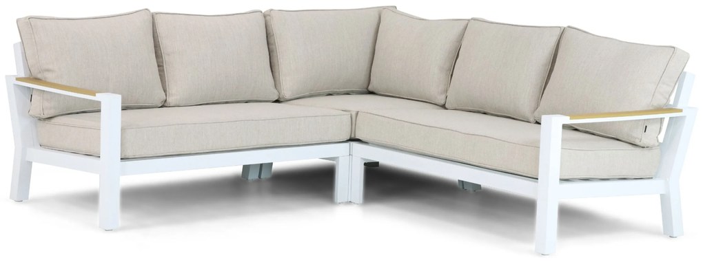 Hoek loungeset 5 personen Aluminium/Polywood (teakfinish) Wit Lifestyle Garden Furniture Bilbao