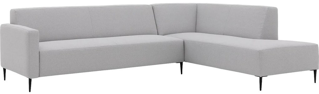 Goossens  Key West lichtgrijs, stof, 3-zits, modern design met ligelement rechts