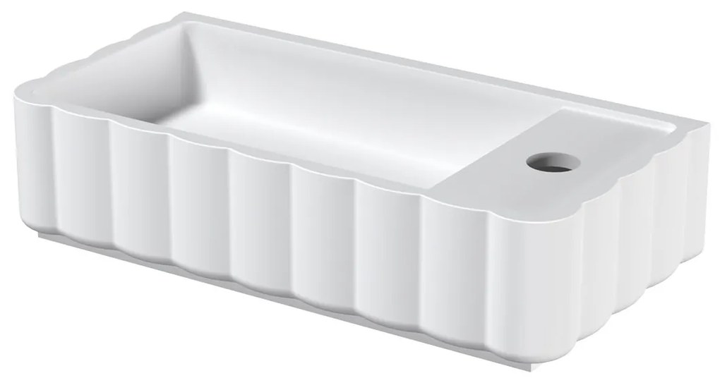 Riho Catching Waves fontein solid surface met kraangat rechts wit mat