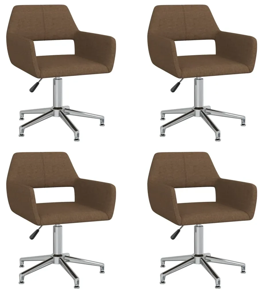 vidaXL Eetkamerstoelen draaibaar 4 st stof bruin
