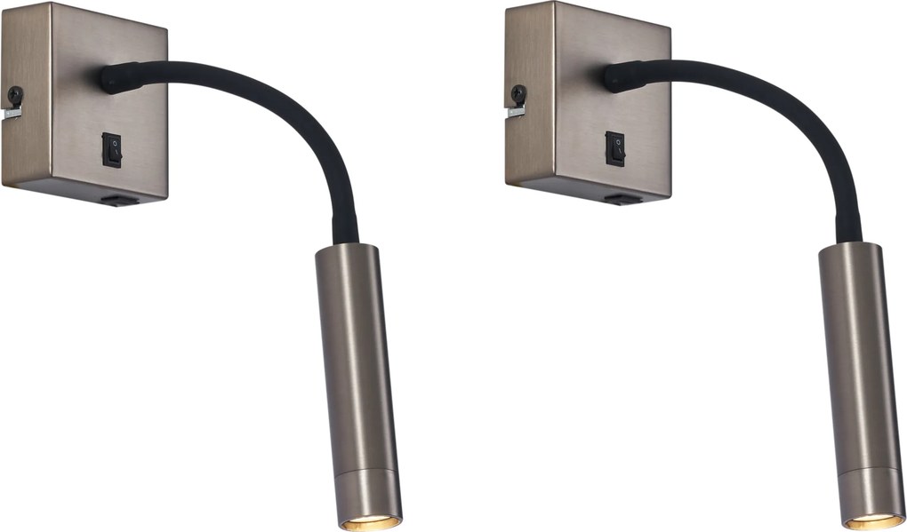 Set van 2 moderne wandlamp gunmetal met USB-C - Gosna