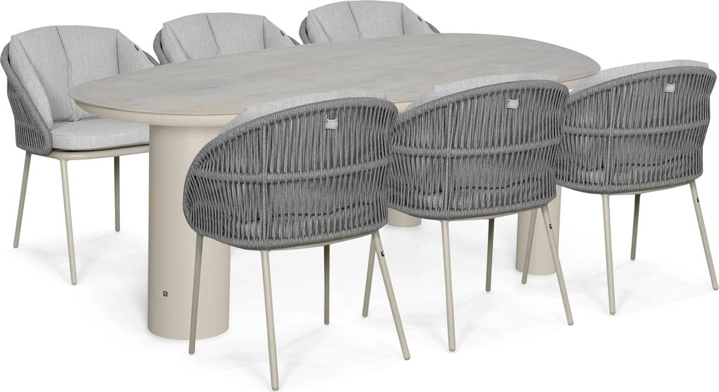 Tuinset 6 personen 240 cm Rope Zand/Beige Santika Furniture Santika