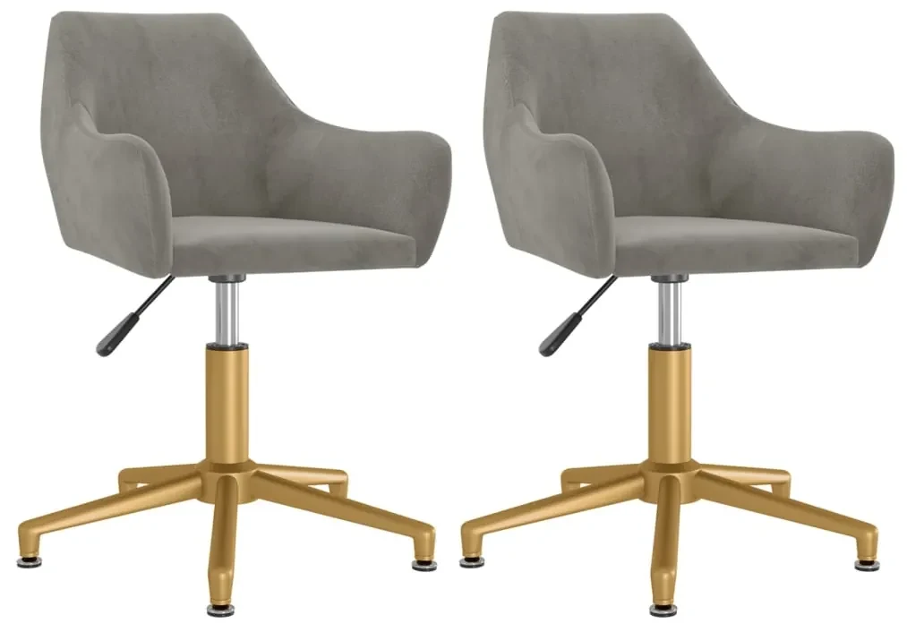 vidaXL Eetkamerstoelen draaibaar 2 st fluweel lichtgrijs
