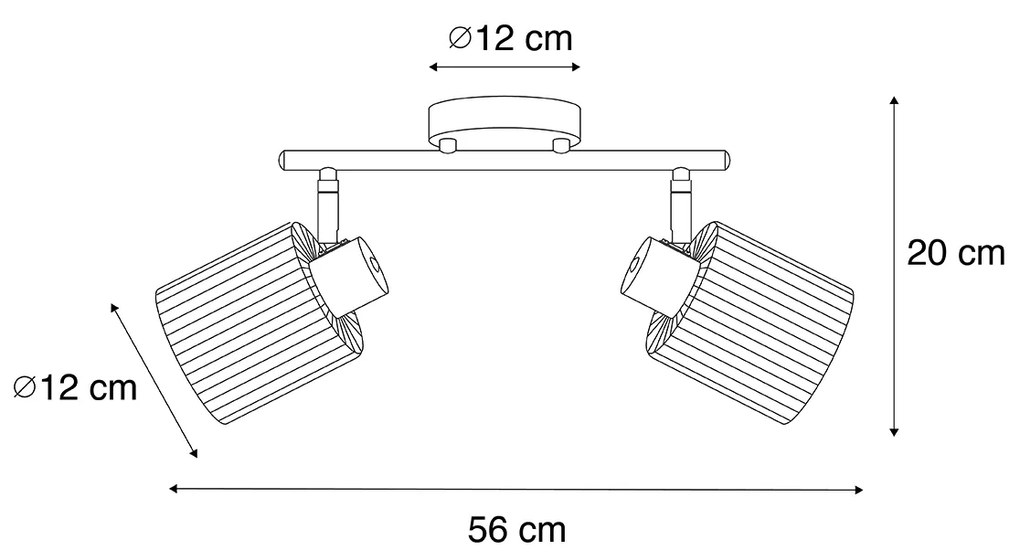 Plafondspot goud met glas 2-lichts verstelbaar - Laura