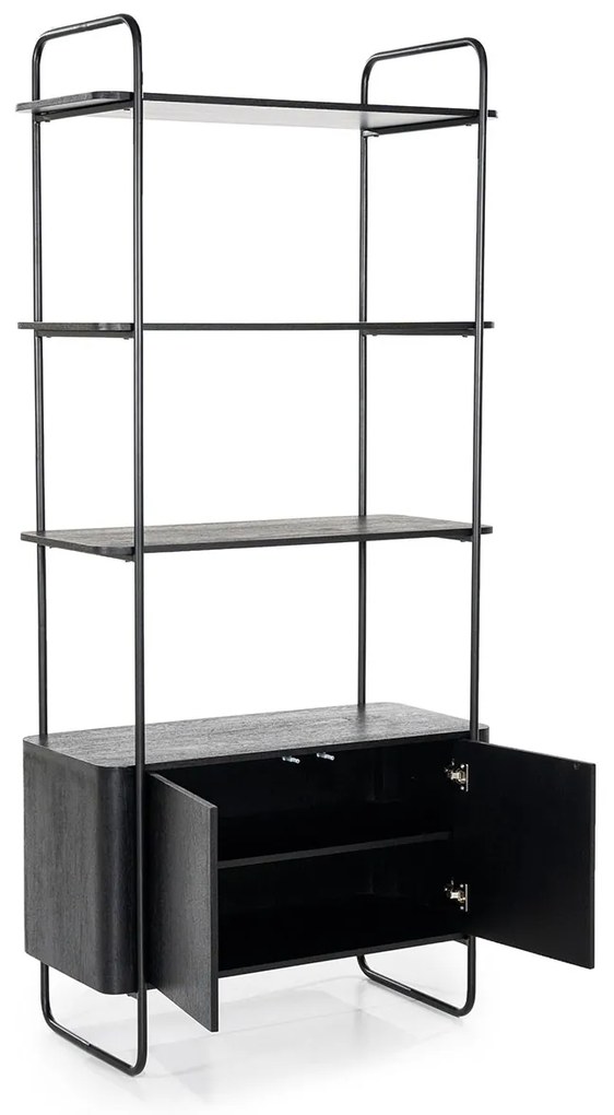 Eleonora James Smalle Stellingkast Zwart Mangohout - 96x46x210cm.