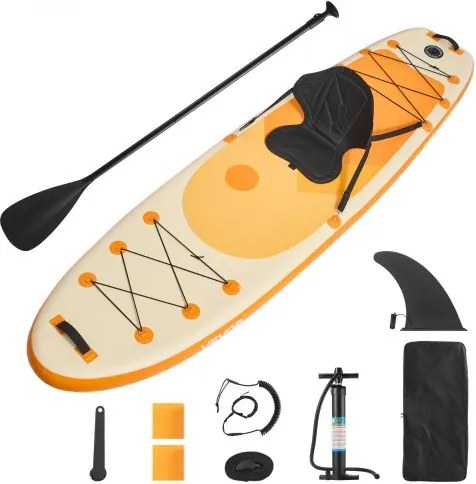 VEVOR Opblaasbaar Stand Up Paddle Board (323 x 83,8 x 15,2 cm) Paddleboard met één zitplaats, complete set inclusief pomp, peddel, vin, rugzak, enkelband, riem, voor tieners en volwassenen
