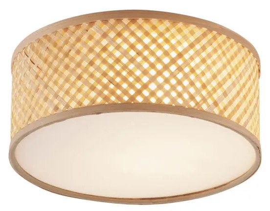 Oosterse plafondlamp bamboe naturel 30cm - TremmoOosters E27 Scandinavisch Bohemian rond Binnenverlichting Lamp